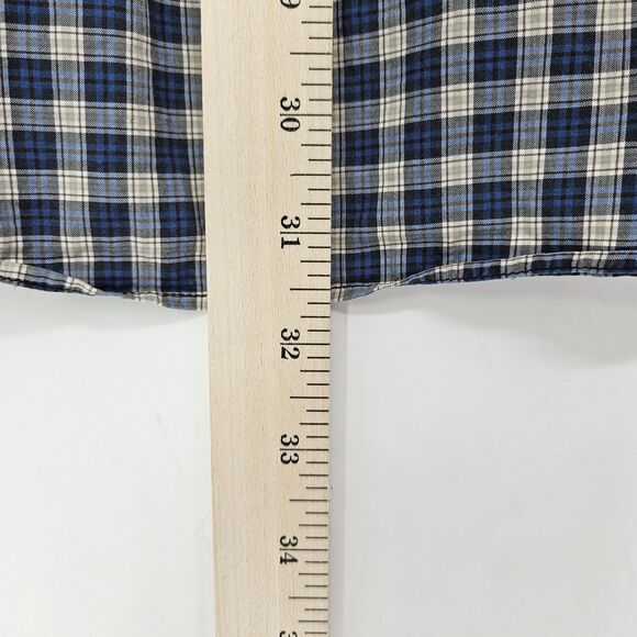 Billy Reid Shirt Mens XL Blue Plaid Casual Button Up Standard Cut‎ Cotton - Picture 6 of 10